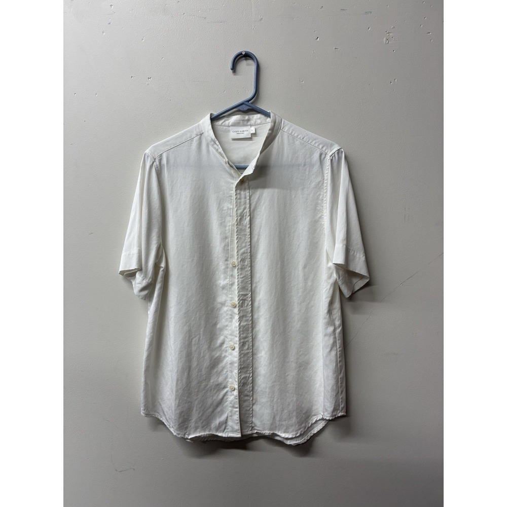 Cozy Earth Men's Cozy Earth Coastal Comfort Short Sleeve Button Down White Small